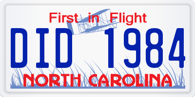 NC license plate DID1984
