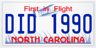 NC license plate DID1990