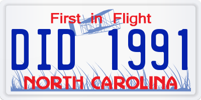 NC license plate DID1991