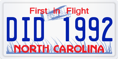 NC license plate DID1992