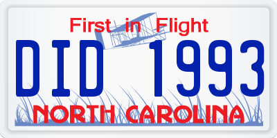 NC license plate DID1993