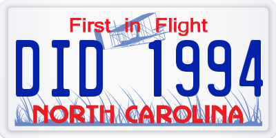 NC license plate DID1994