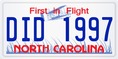 NC license plate DID1997