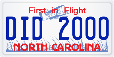 NC license plate DID2000