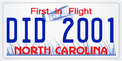 NC license plate DID2001