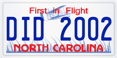 NC license plate DID2002
