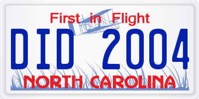 NC license plate DID2004