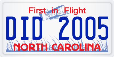 NC license plate DID2005