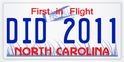 NC license plate DID2011