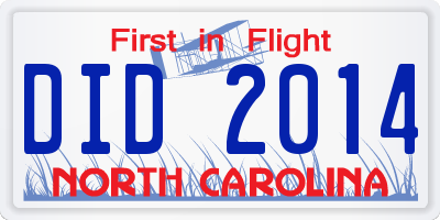 NC license plate DID2014