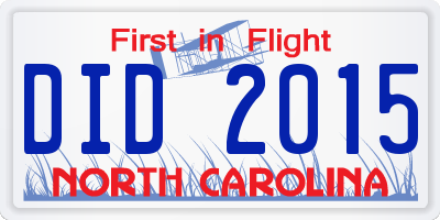 NC license plate DID2015
