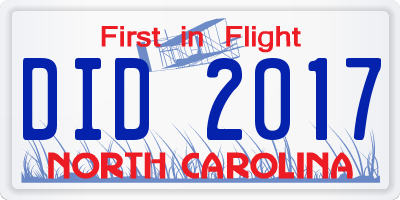 NC license plate DID2017