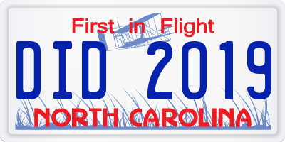 NC license plate DID2019