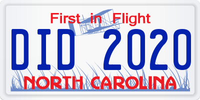 NC license plate DID2020