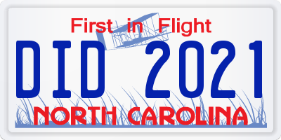 NC license plate DID2021