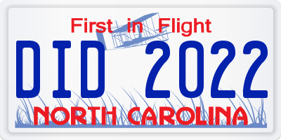 NC license plate DID2022