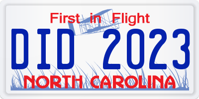 NC license plate DID2023