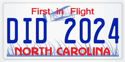 NC license plate DID2024