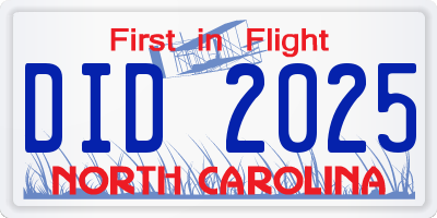 NC license plate DID2025