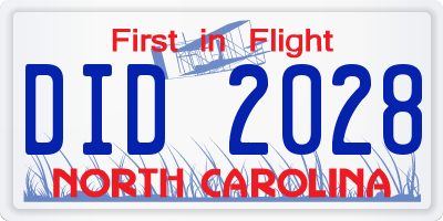 NC license plate DID2028