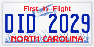 NC license plate DID2029
