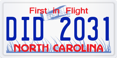 NC license plate DID2031