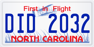 NC license plate DID2032