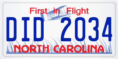 NC license plate DID2034