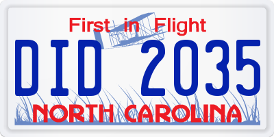 NC license plate DID2035