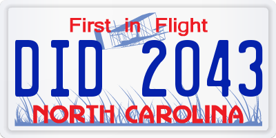 NC license plate DID2043