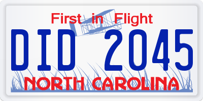 NC license plate DID2045
