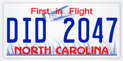 NC license plate DID2047