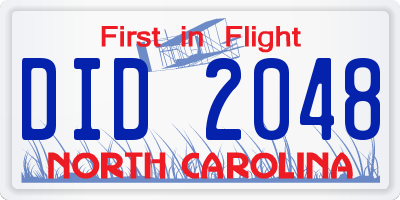 NC license plate DID2048