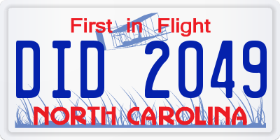 NC license plate DID2049