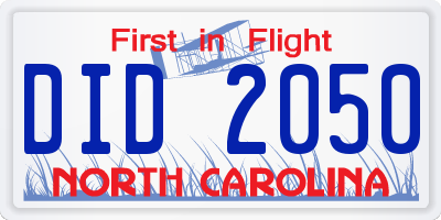 NC license plate DID2050