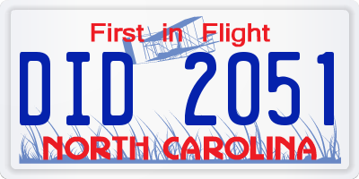 NC license plate DID2051
