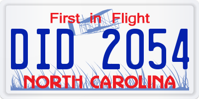 NC license plate DID2054