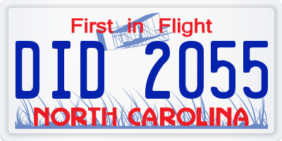 NC license plate DID2055