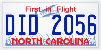 NC license plate DID2056