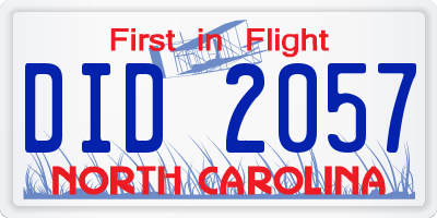 NC license plate DID2057