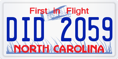 NC license plate DID2059