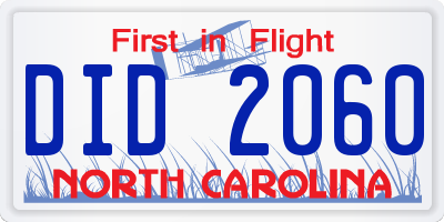 NC license plate DID2060