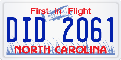 NC license plate DID2061
