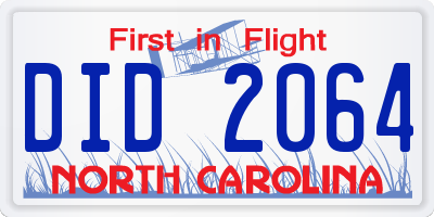 NC license plate DID2064