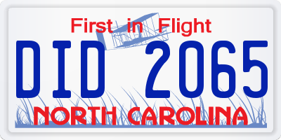 NC license plate DID2065