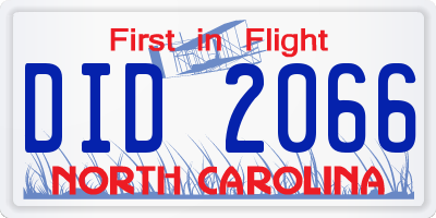 NC license plate DID2066