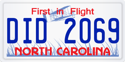 NC license plate DID2069