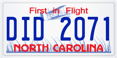 NC license plate DID2071