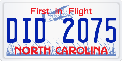 NC license plate DID2075