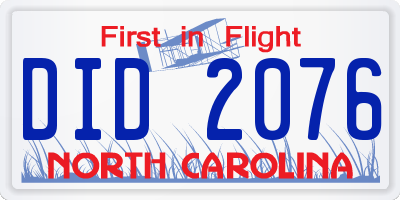 NC license plate DID2076